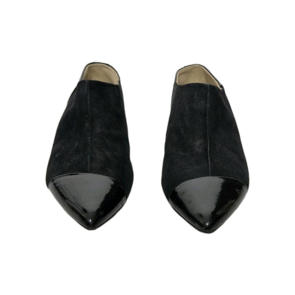 GEOX Respira D RHOSYN Black Shimmer Suede Patent Cap Toe Pointed Flats 37 - Picture 2 of 10